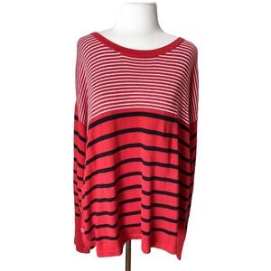 Nautical Crown And Ivy Sweater Red Coastal Size XL long Sleeve Striped